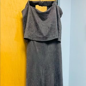 Do+Be Grey Faux Suede Jumper Jumpsuit Size Large